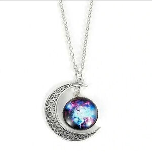 NWT Silver Moon Galaxy Sky Necklace